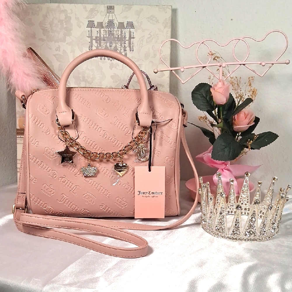Juicy Couture Pink and Gold  with Embossed Design Bag NWT